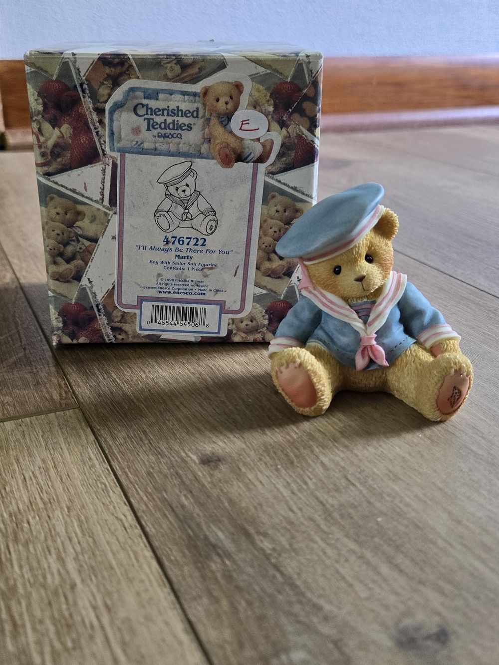Enesco Cherished Teddies Sailor Bear Figurine in Blue with Pink Accents